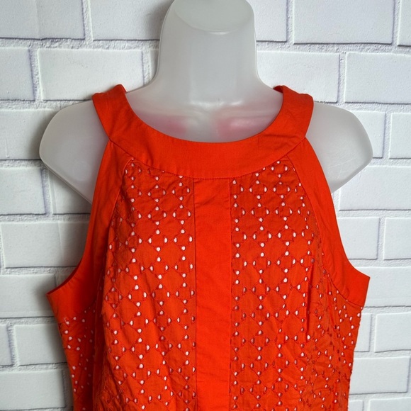 Muse Women's Eyelet Halter Dress Vibrant Orange/size 10 - Picture 3 of 12